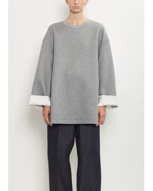 Carven Stretch Cotton Silk Cuff Sweatshirt - Grey