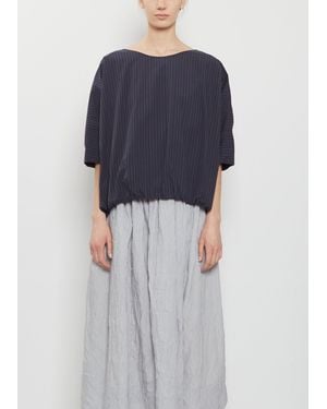 Apuntob Contrasting Lining Cotton Top - Blue