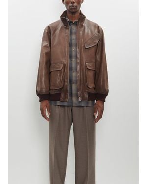 AURALEE Leather Zip Blouson - Brown