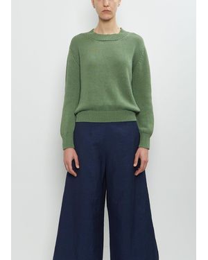 Margaret Howell Linen Cotton Chunky Crew Neck Jumper - Blue