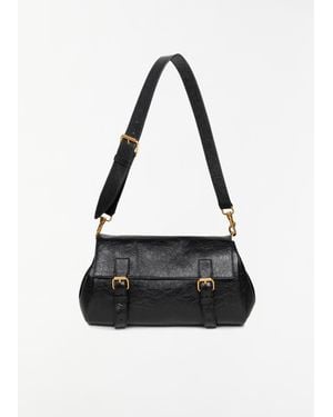 Dries Van Noten Buckle Leather Satchel - Black