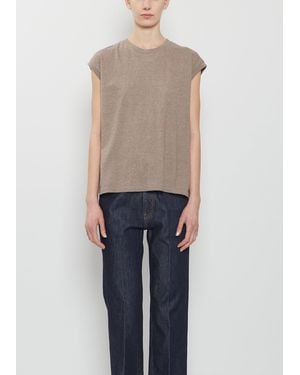 AURALEE Seamless Sleeveless Cotton Top - Blue