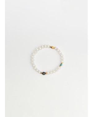 Ileana Makri White Agate Stripe Beaded Bracelet 63