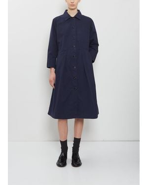 MHL by Margaret Howell Pleated Cotton Shirt Dress - Blue
