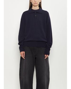 Studio Nicholson Sark Merino Wool Polo Shirt Jumper - Blue