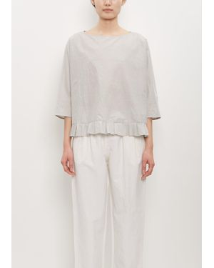 Apuntob Cotton Silk Pleated Hem Popover - White