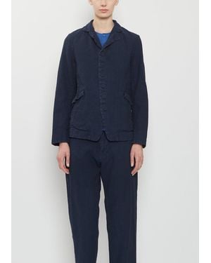 Pas De Calais Linen Cotton Tailored Jacket - Blue