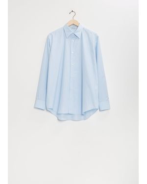 AURALEE Suvin High Count Cloth Stripe Shirt - Blue