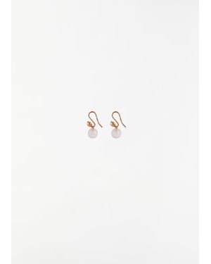 MIRIAM STELLA Pink Quartz Facetted Sphere Earrings - White