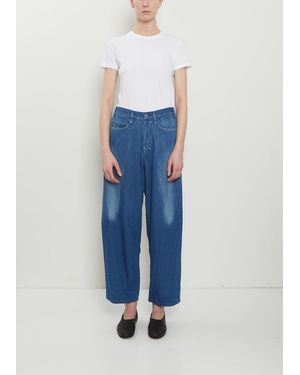 Y's Yohji Yamamoto Side Stripe Denim Trousers - Blue