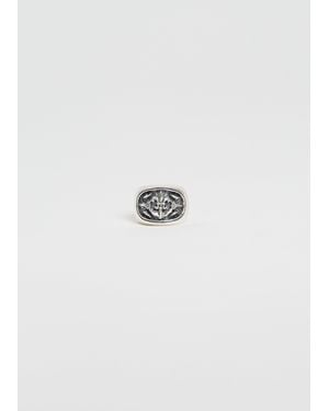 Yohji Yamamoto Lily & Anchor Oval Silver Ring - White