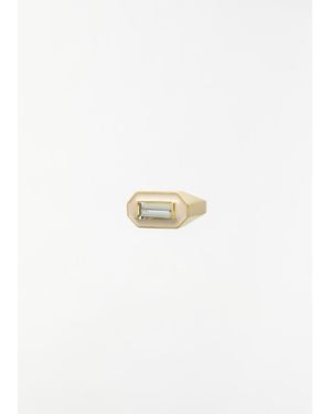 Aliita Deco Maxi Baguette Green Amethyst Ring - White