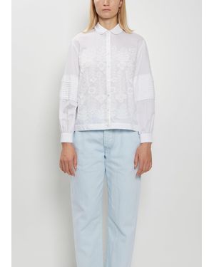 Minä Perhonen Swing Garden Embroidered Cotton Silk Shirt - White