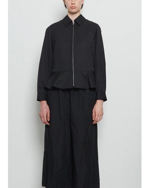 Comme des Garçons Wool Tech Peplum Zip Up - Black