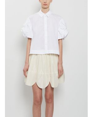 Simone Rocha Rose Puff Sleeve Cotton Shirt - White