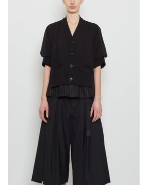 Sacai Chalk Stripe X Cotton Knit Cardigan - Black