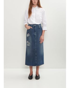 Simone Rocha Embellished Denim Flare Skirt - Blue