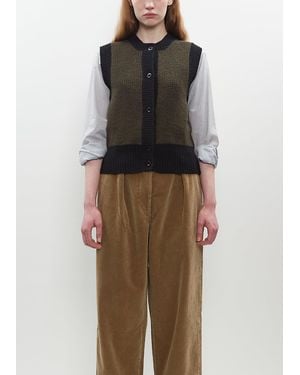 MHL by Margaret Howell Wool Contrast Trim Waistcoat - Black