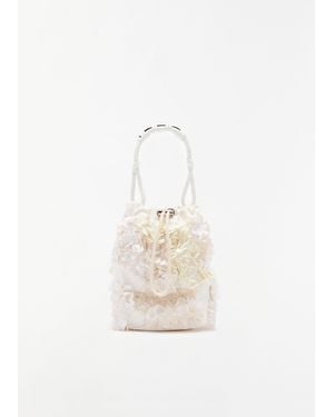Plan C Sequins Bucket Bag - White