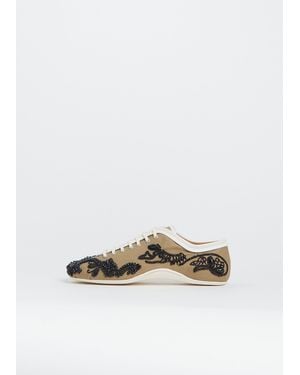 Dries Van Noten Embroidered Lace-up Trainer - White