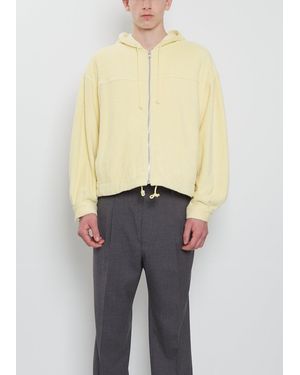 AURALEE Cotton Nylon Pile Zip Parka - Blue