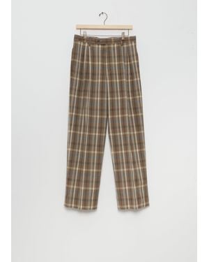 AURALEE Super Fine Tropical Wool Check Two-tuck Slacks - Natural