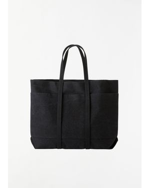 Amiacalva Washed Canvas 6-pocket Tote, Medium - Black