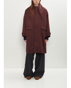 Plan C Satin Shawl Collar Coat - Red