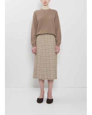 AURALEE Silk Linen Nep Check Wrap Skirt - Natural