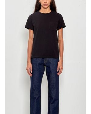 Comoli Pocket Cotton T-shirt —black - Blue