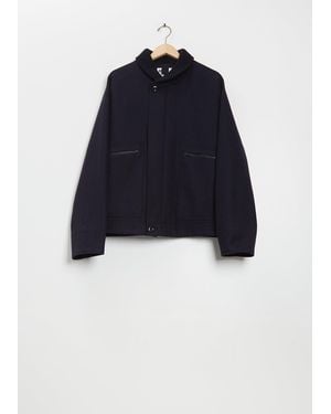 MHL by Margaret Howell Rib Neck Wool Jacket - Blue