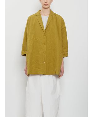 Apuntob Oversize Crinkled Cotton Jacket - Yellow