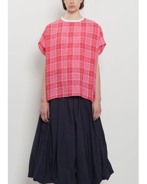 Apuntob Tartan Linen Boxy Top - Multicolor