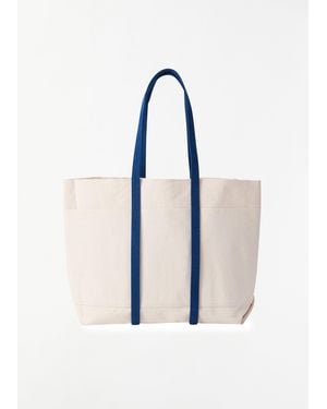 Amiacalva Washed Canvas Two-tone Tote, Medium - Blue