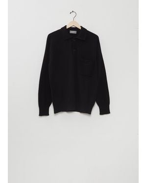 Margaret Howell Seamless Pocket Polo Wool Cashmere Shirt - Black