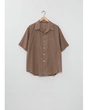 AURALEE Airy Light Cotton Check Half Sleeved Shirt - Brown