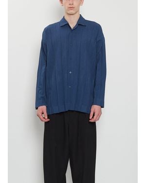 Homme Plissé Issey Miyake Edge Ensemble Wide Pleats Shirt - Blue