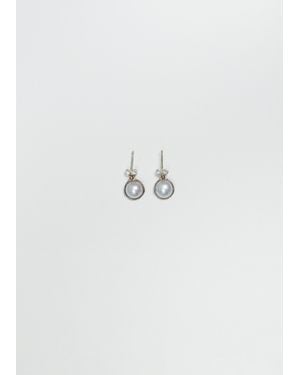 Noguchi Bijoux Bijoux Half Cut Pearl White Gold Earrings