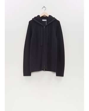 Margaret Howell Merino Wool Zip Through Hoodie - Blue