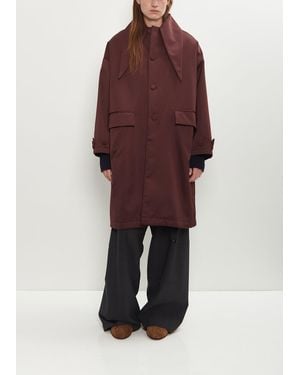Plan C Satin Shawl Collar Coat - Red