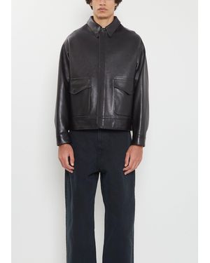 A.Presse Men Type A-2 Flight Leather Jacket - Black