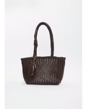 Lemaire Chevron Leather Tote Small - White