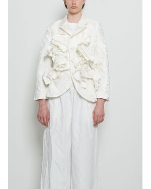 Comme des Garçons Grosgrain Lace Ruched Blazer - White