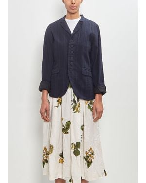 Pas De Calais Linen Cotton Yarn Dyed Random Stripe Jacket - Blue