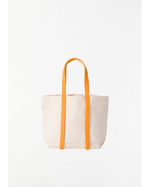 Amiacalva Washed Canvas Two-tone Tote, Small - White