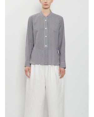 Margaret Howell Collarless Cotton Cashmere Shirt - Grey