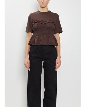 Cecilie Bahnsen Vilde Stretch Cotton T-shirt - Brown