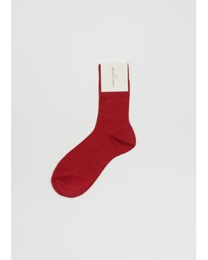 Maria La Rosa One Ribbed Silk Socks - Red