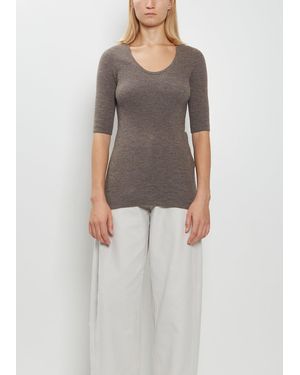 Lauren Manoogian Stretch Wool Alpaca Rib Scoop-neck Jumper - Grey