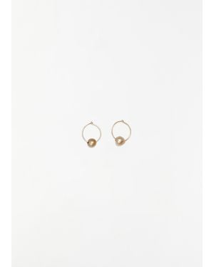 Anaconda Gold Grey Pearls Zoe Yellow Gold Earrings - Multicolour